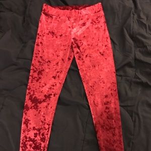 Velvet Shiny Red Leggings Pants